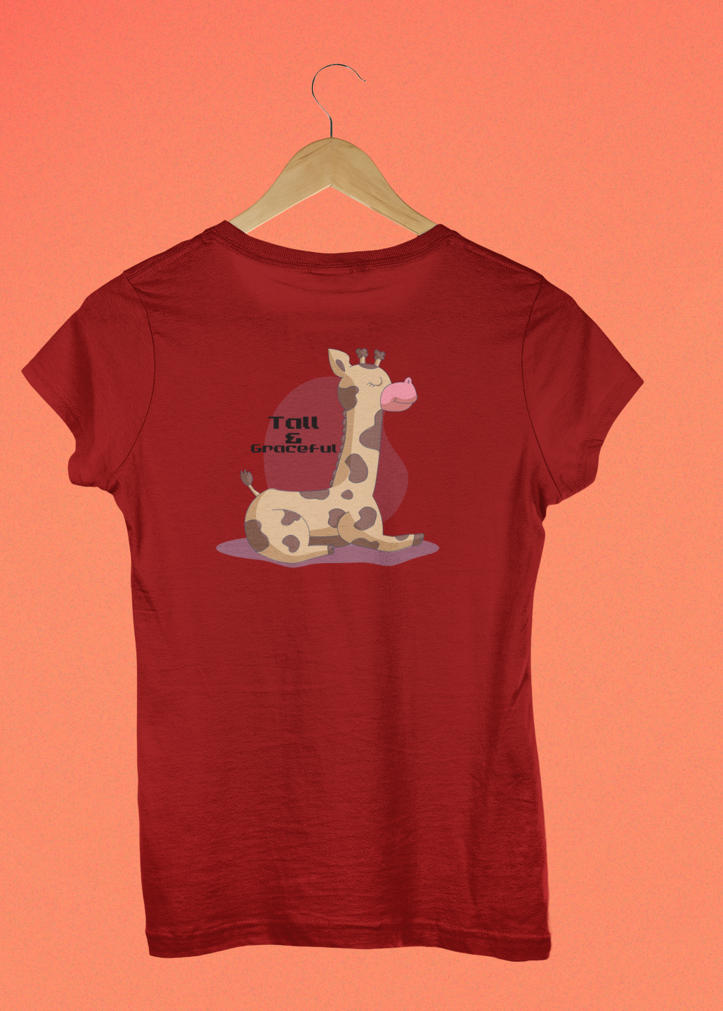 Cute Giraffe - Couple Valentines Day T-Shirt Set Red