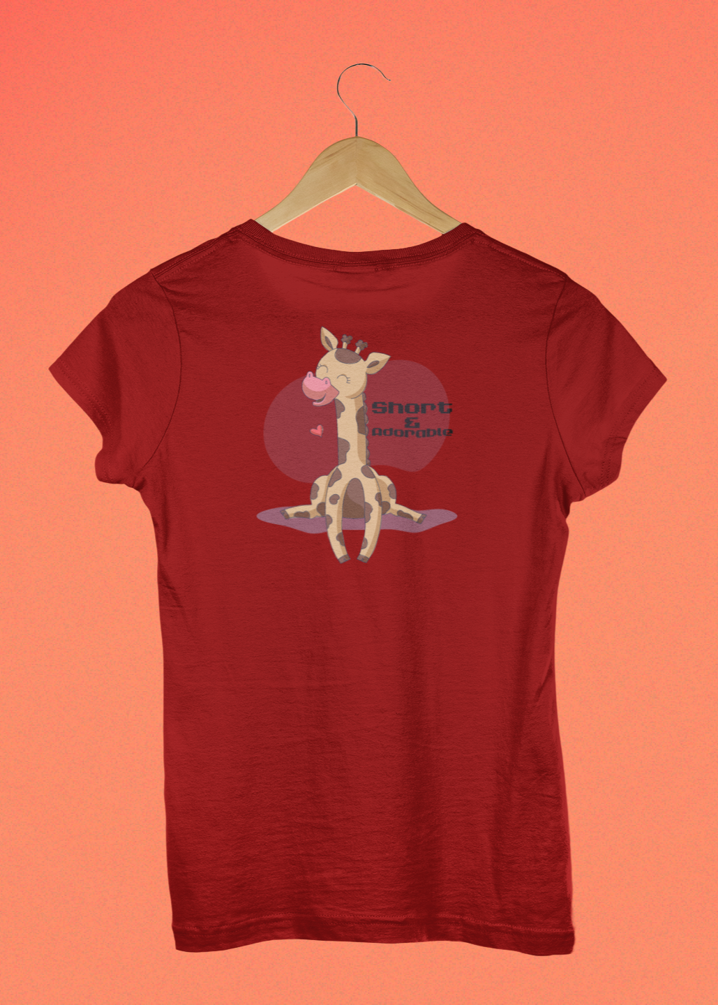 Cute Giraffe - Couple Valentines Day T-Shirt Set Red