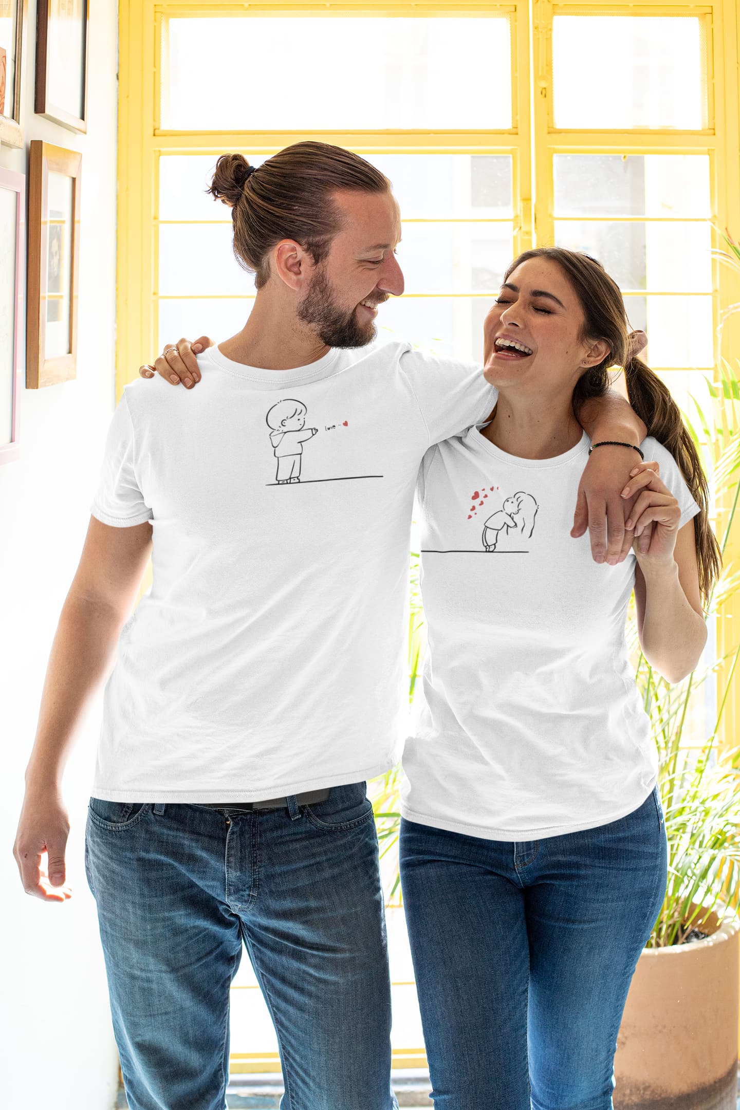 Shooting Love Heart - Couple Valentine's Day T-Shirt Set White
