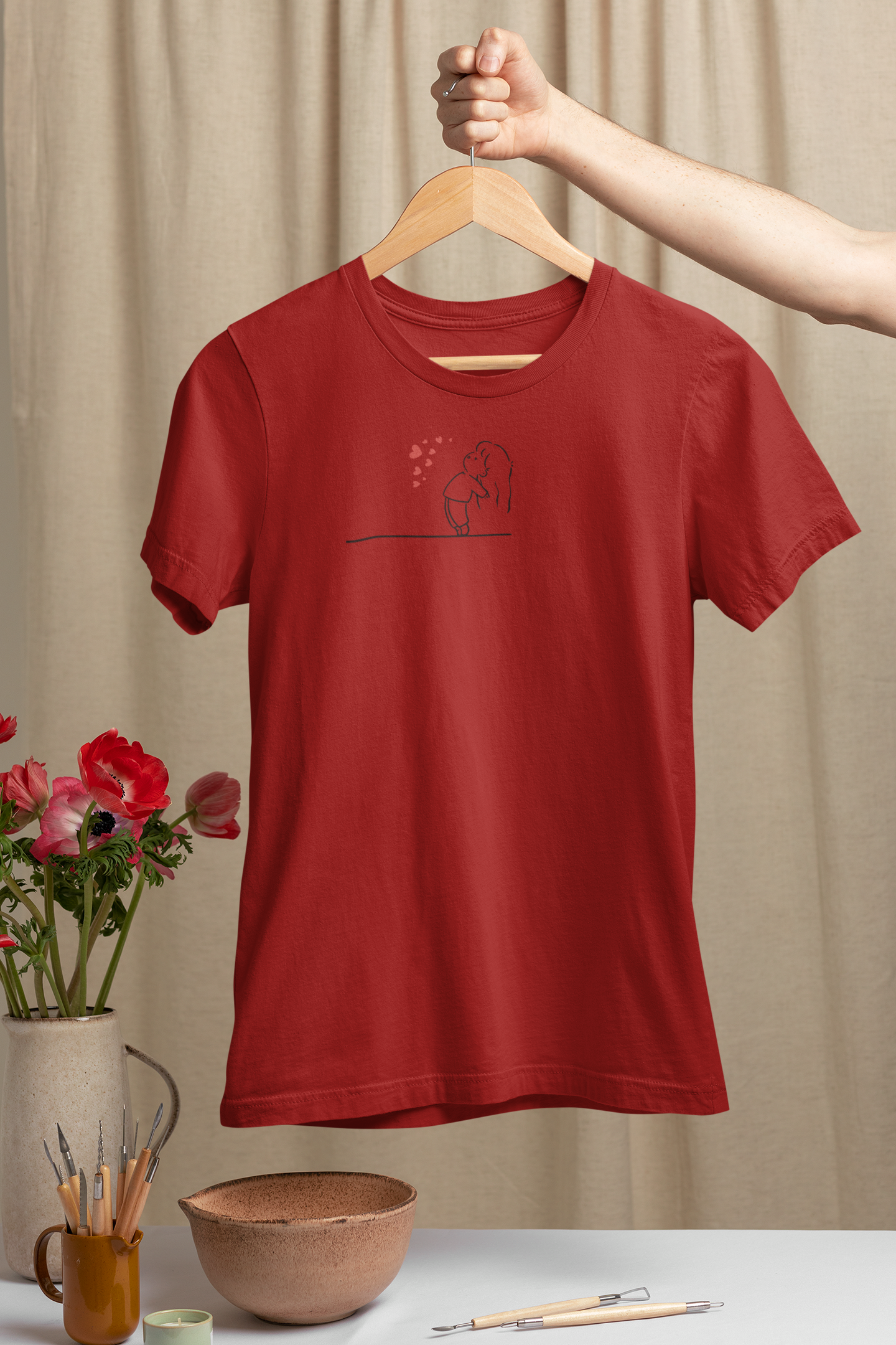 Shooting Love Heart - Couple Valentine's Day T-Shirt Set Red