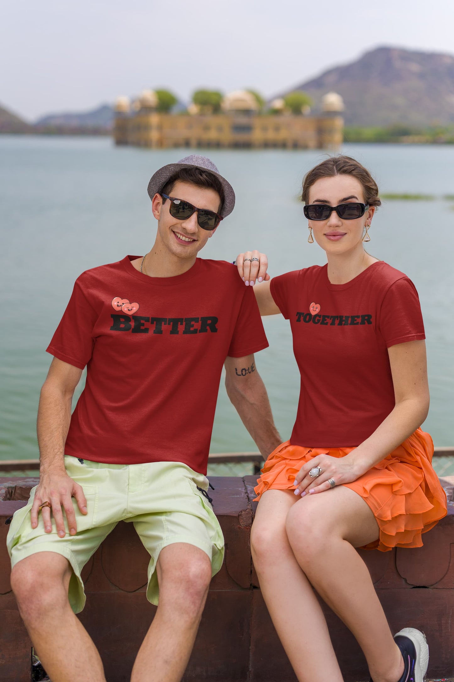 Better Together - Couple Valentines Day T-Shirt Set Red