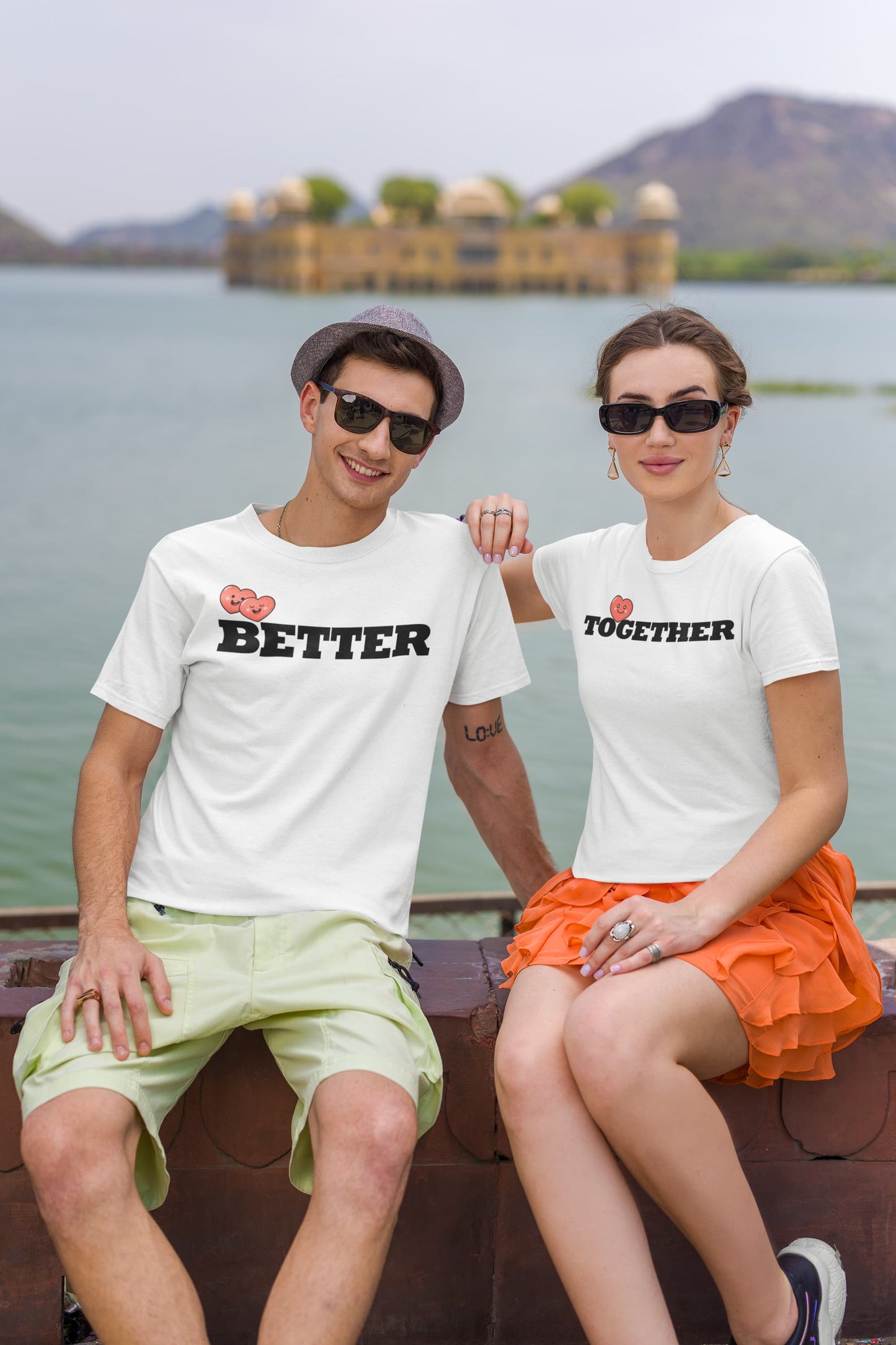 Better Together - Couple Valentines Day T-Shirt Set White