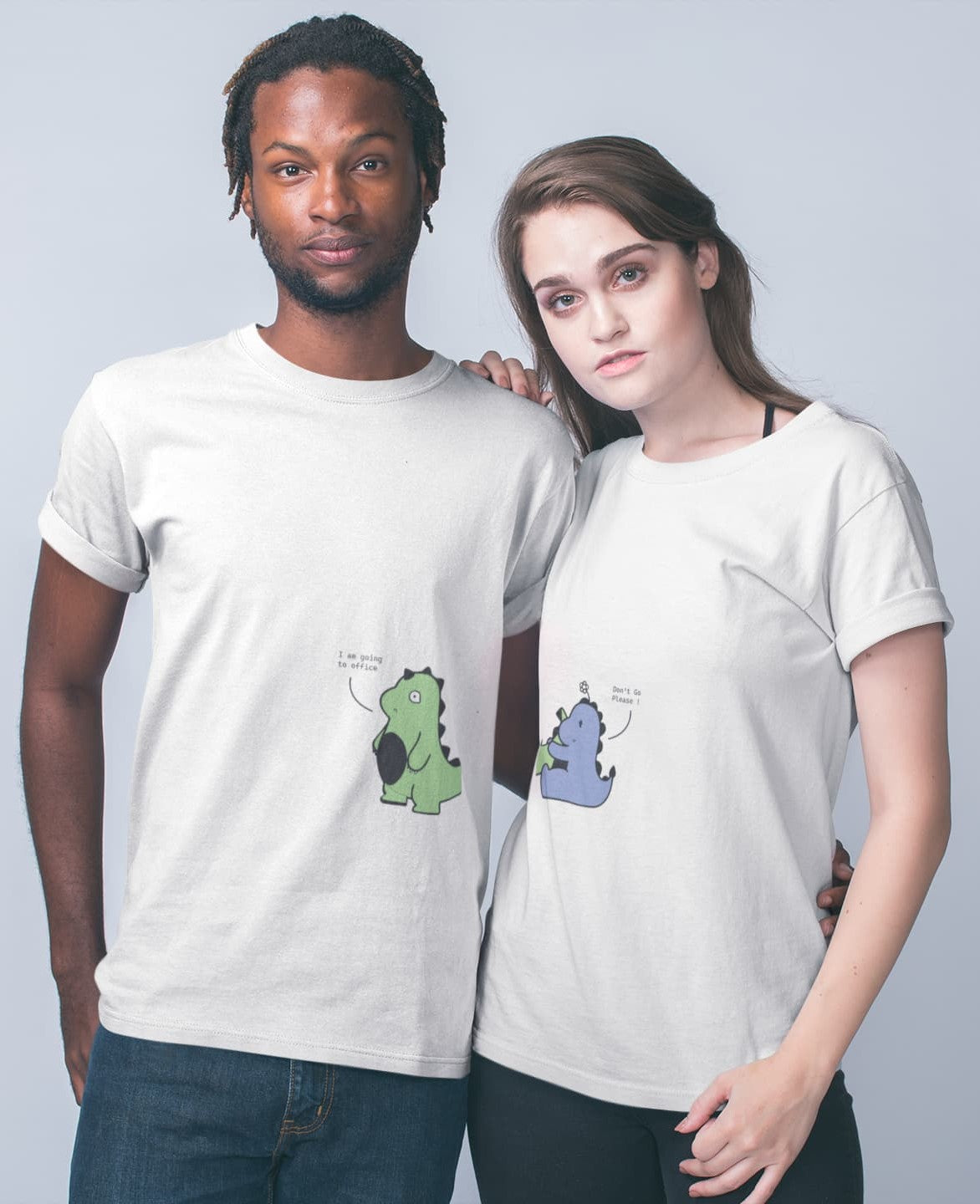 Cute Dragons - Couple Valentines Day T-Shirt Set White