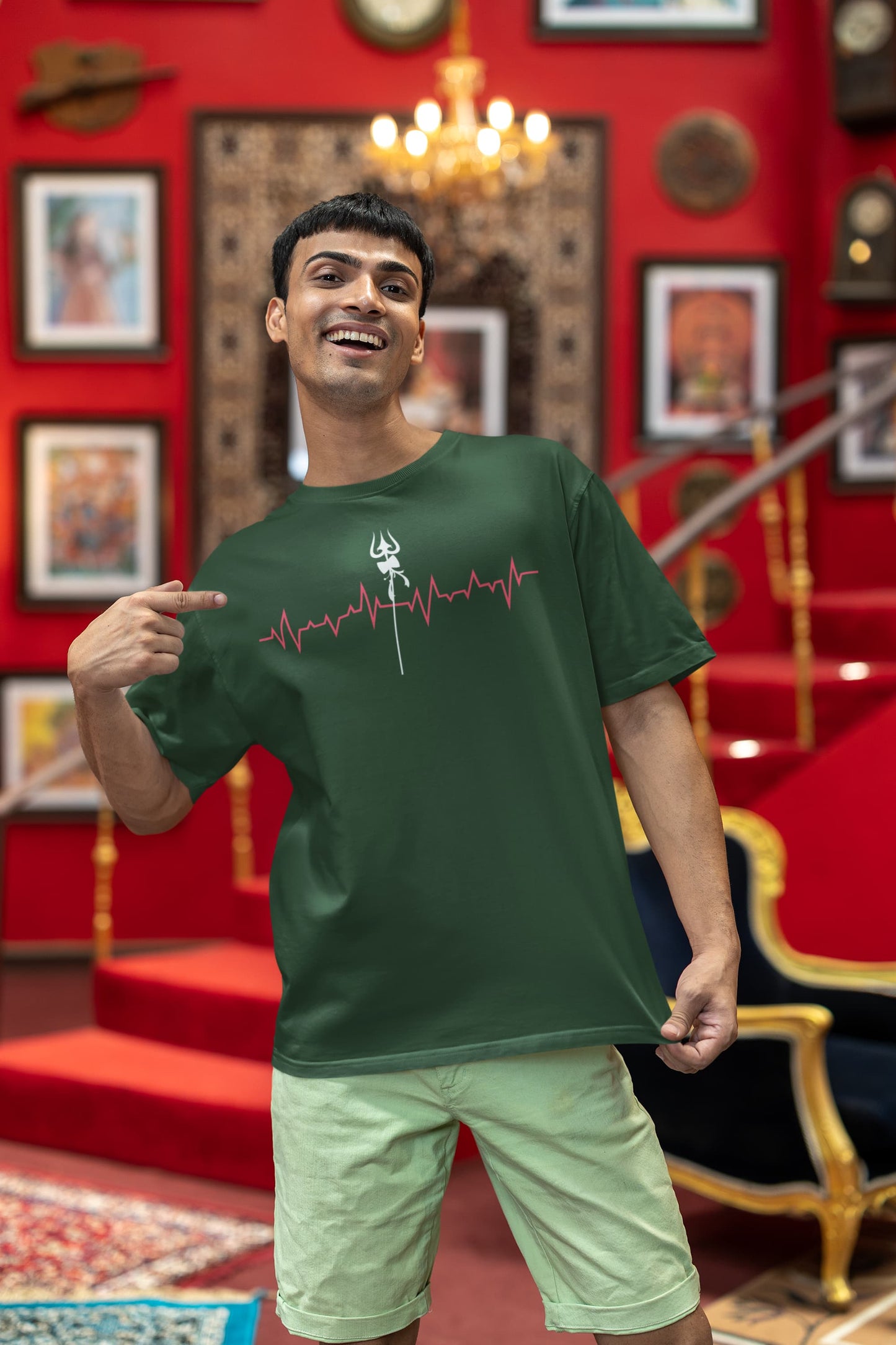 Heartbeat Shiva Trishul - Men's Oversized Classic T-Shirt