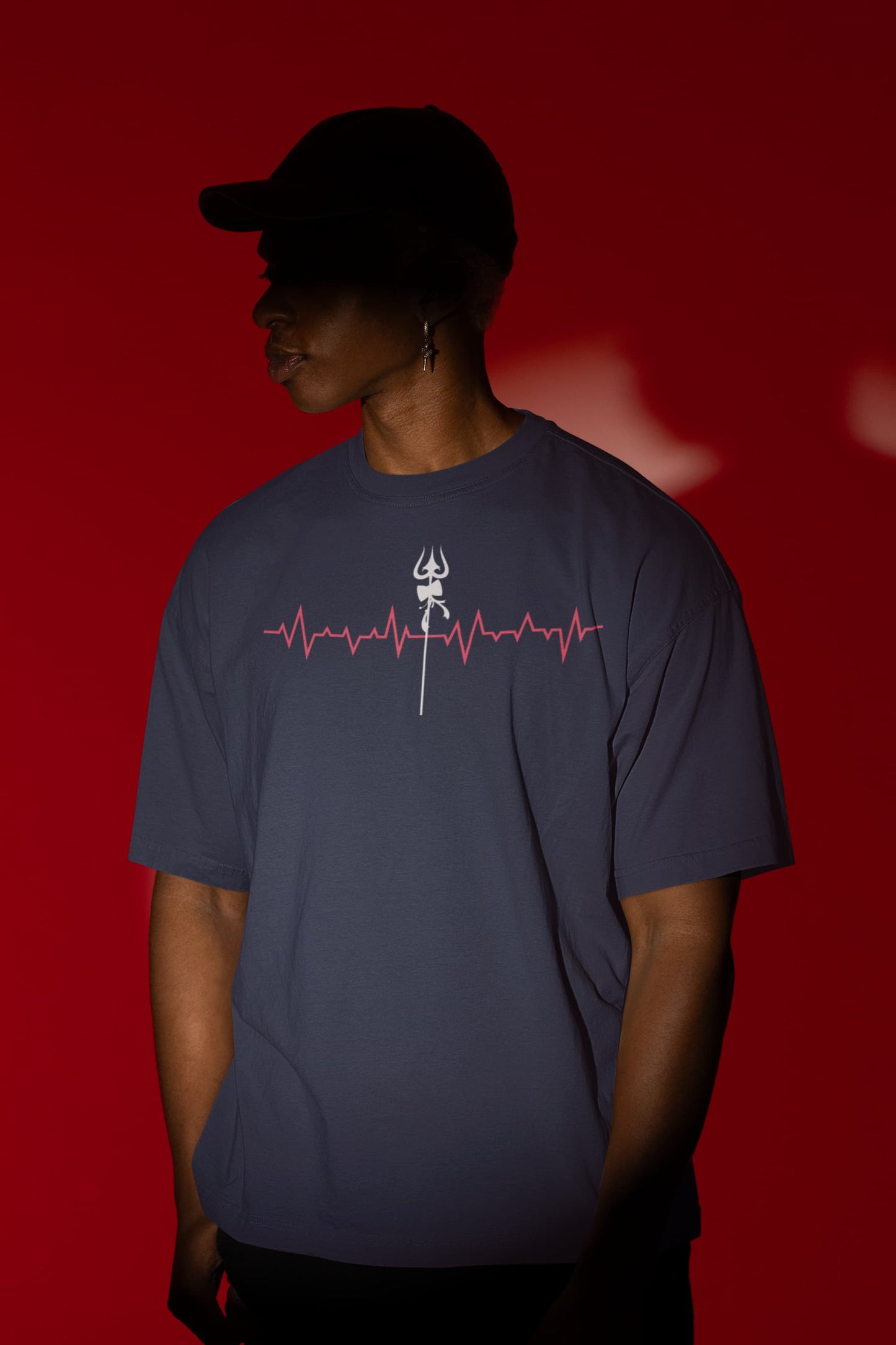 Heartbeat Shiva Trishul - Men's Oversized Classic T-Shirt
