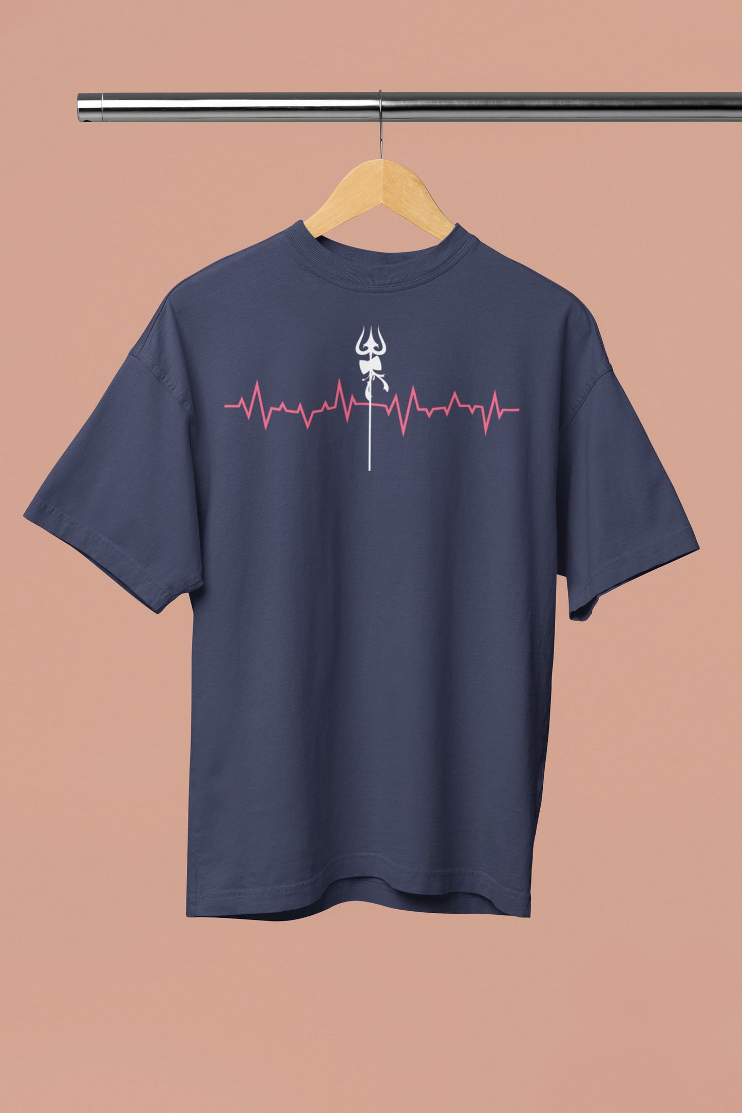 Heartbeat Shiva Trishul - Men's Oversized Classic T-Shirt