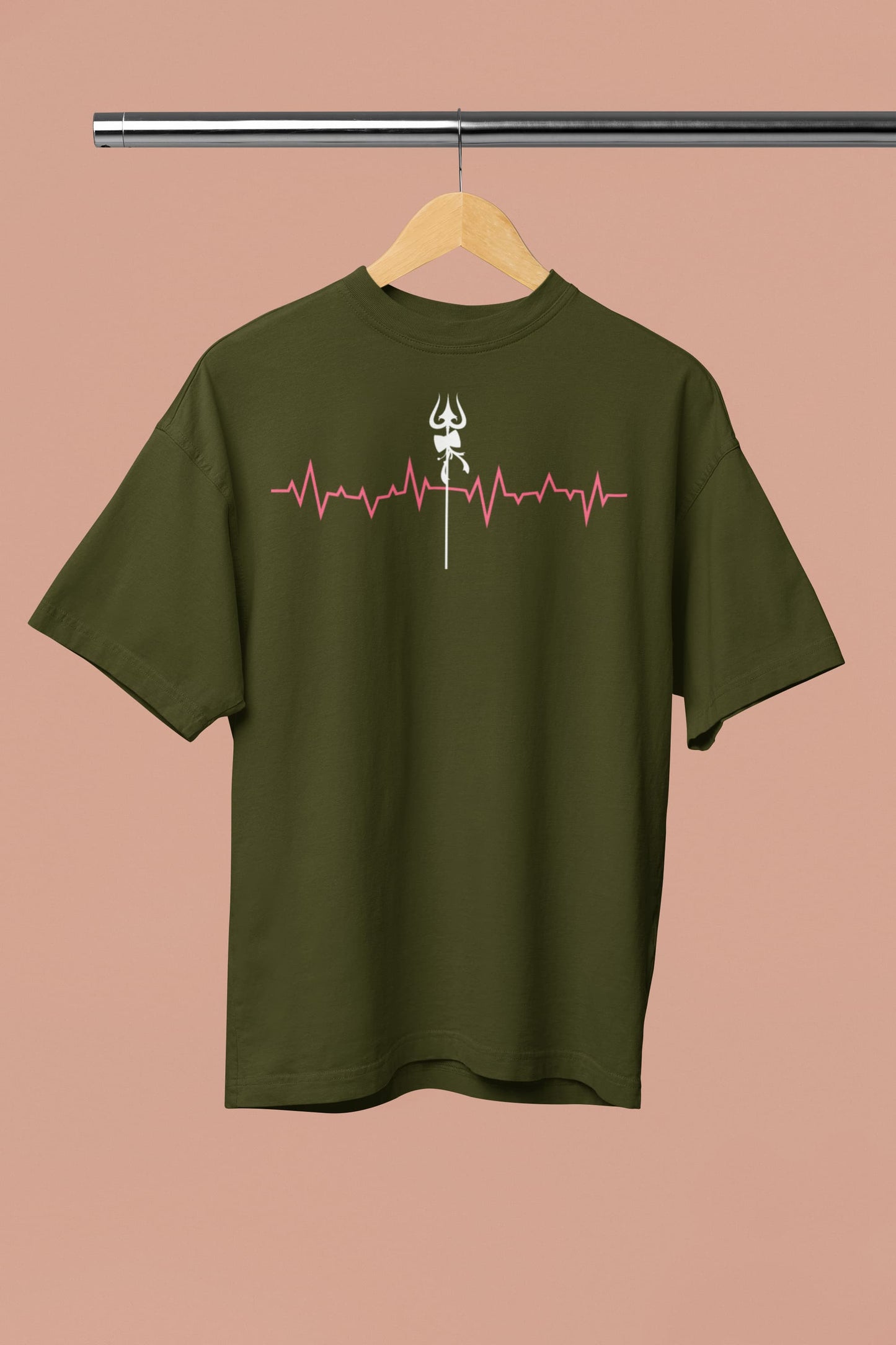 Heartbeat Shiva Trishul - Men's Oversized Classic T-Shirt