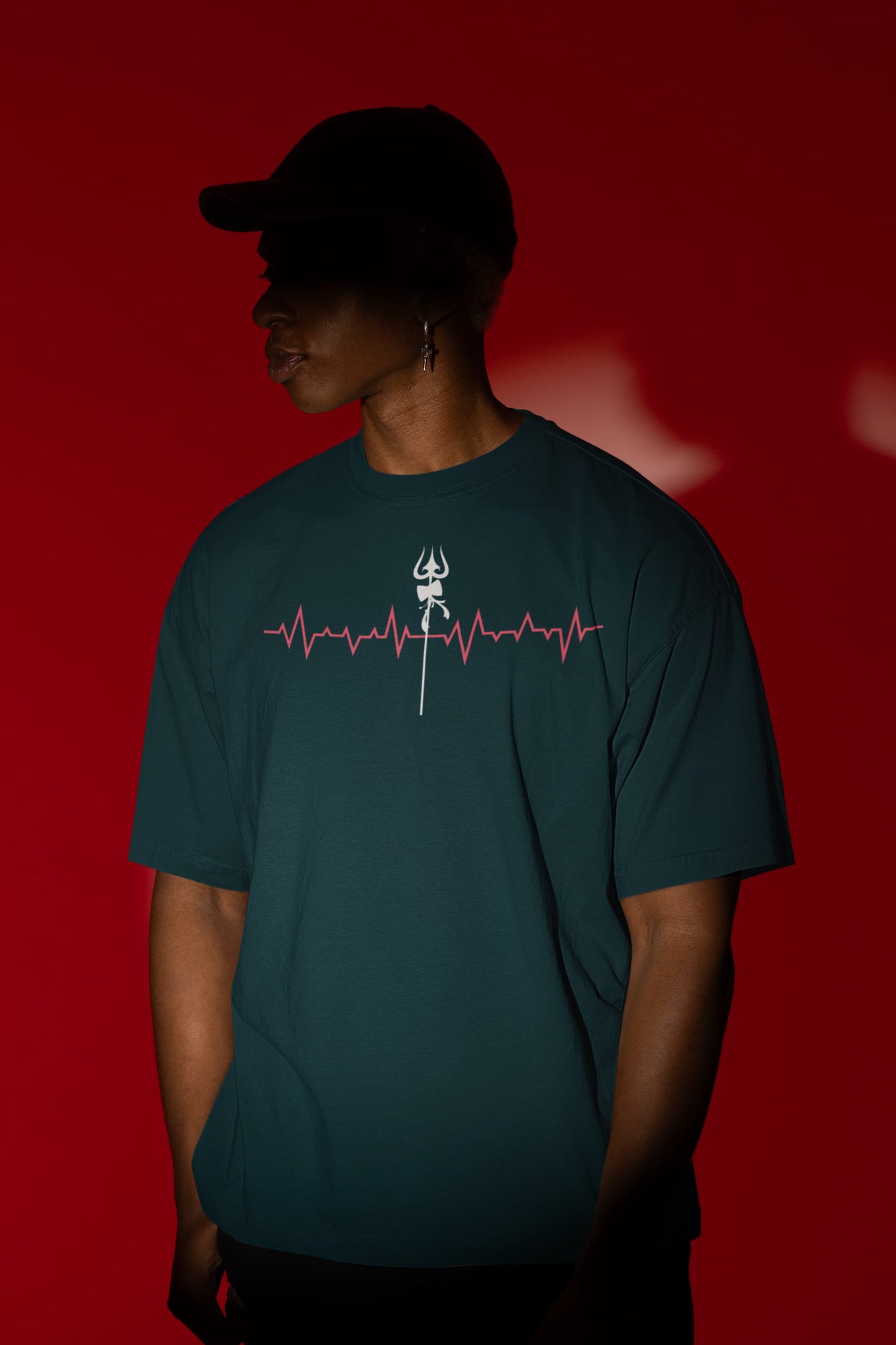 Heartbeat Shiva Trishul - Men's Oversized Classic T-Shirt
