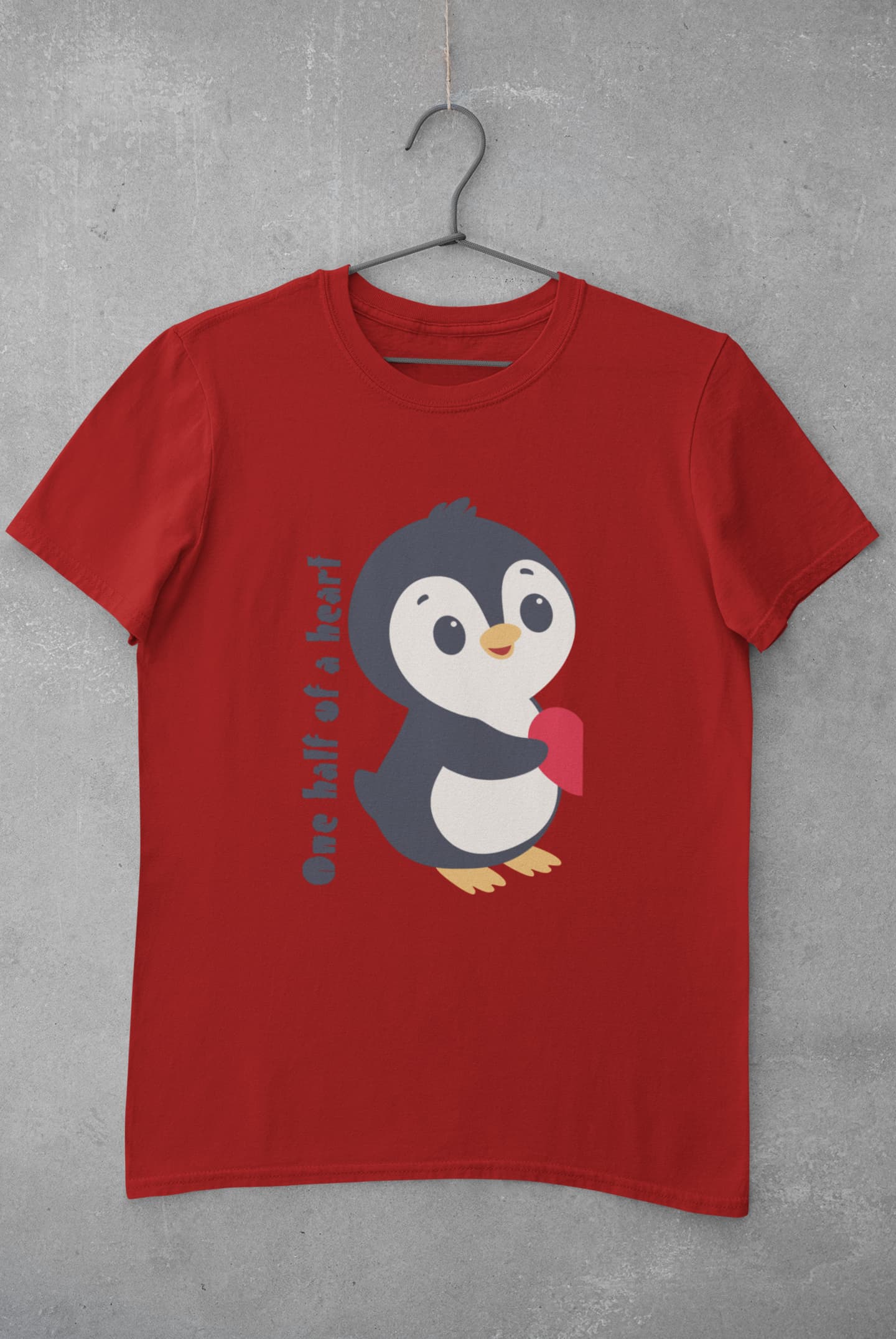 Cute Penguins - Couple Valentines Day Red T-Shirt Set