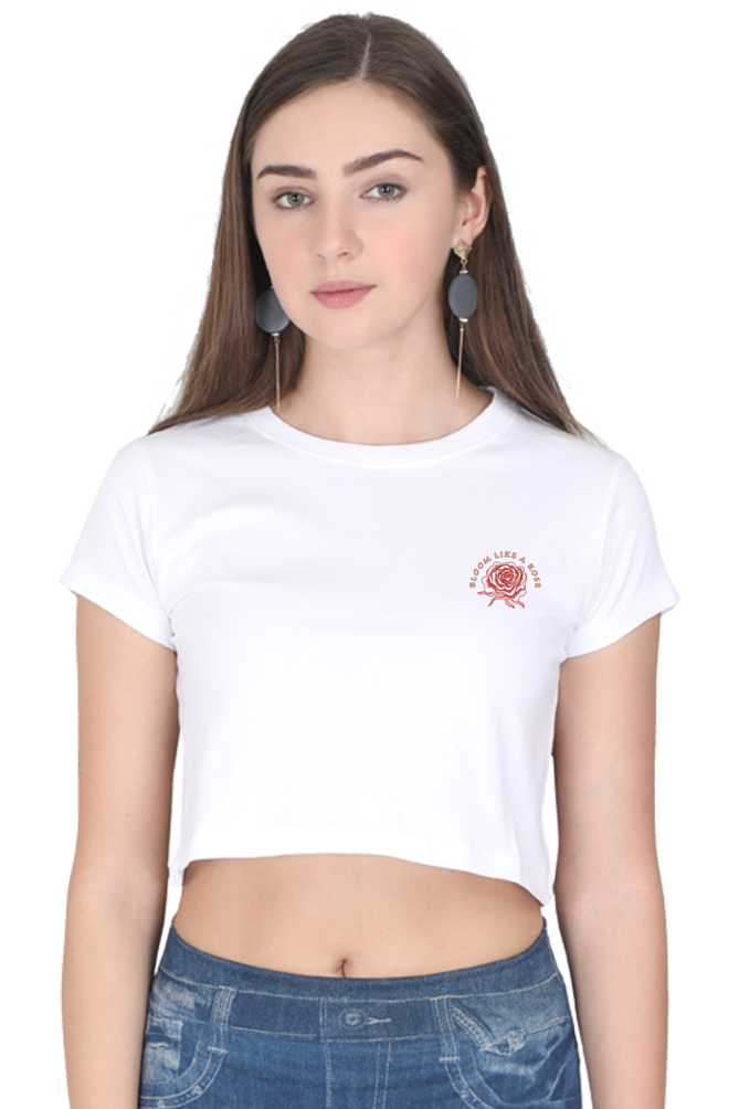 Bloom Like a Rose - Women Crop Top  - Embroidery Printed