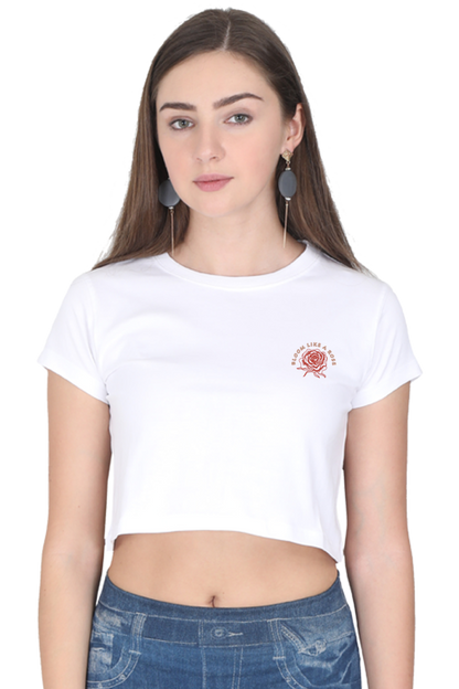 Bloom Like a Rose - Women Crop Top  - Embroidery Printed