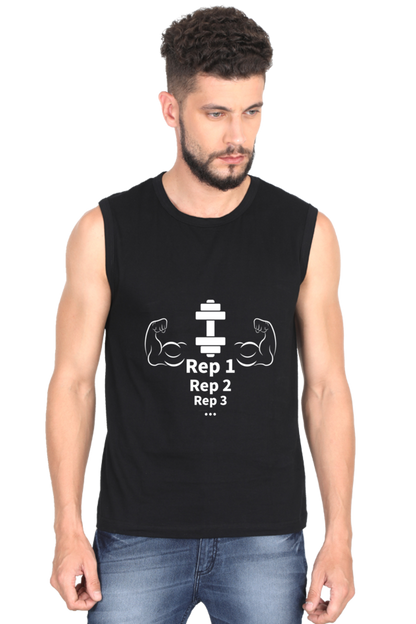 Rep1, 2, 3 - Men Round Neck Gym Vest