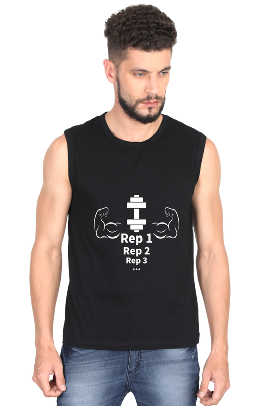 Rep1, 2, 3 - Men Round Neck Gym Vest