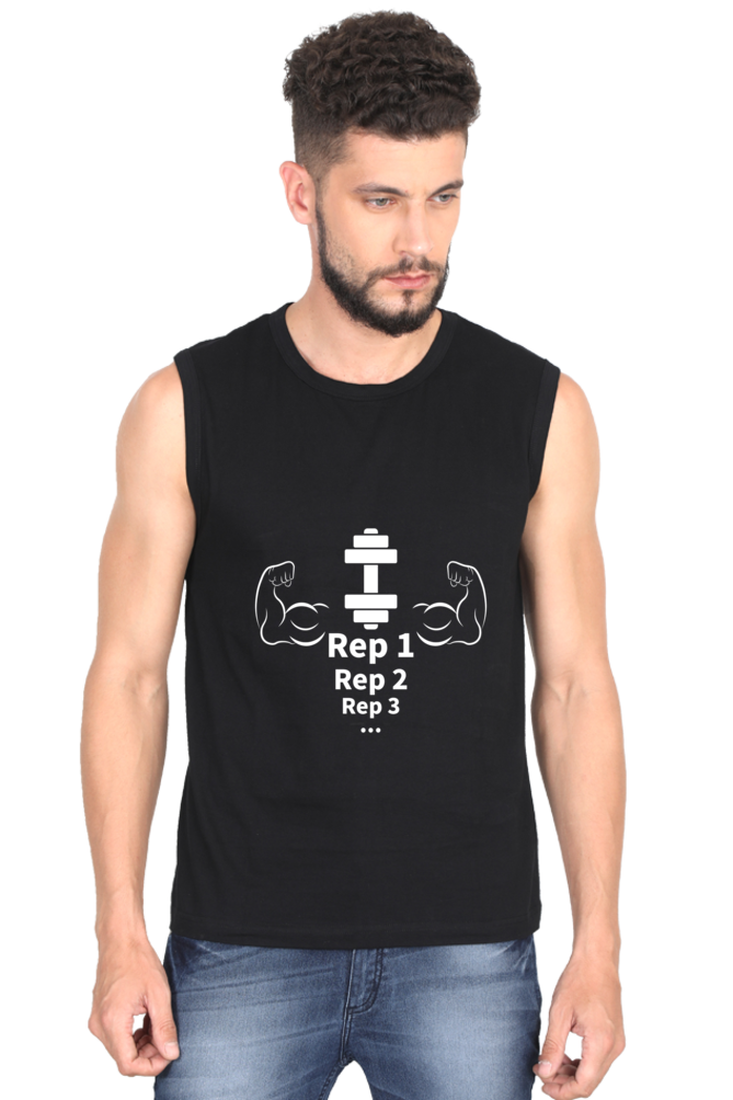 Rep1, 2, 3 - Men Round Neck Gym Vest