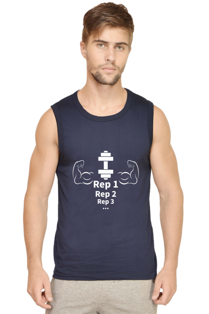Rep1, 2, 3 - Men Round Neck Gym Vest
