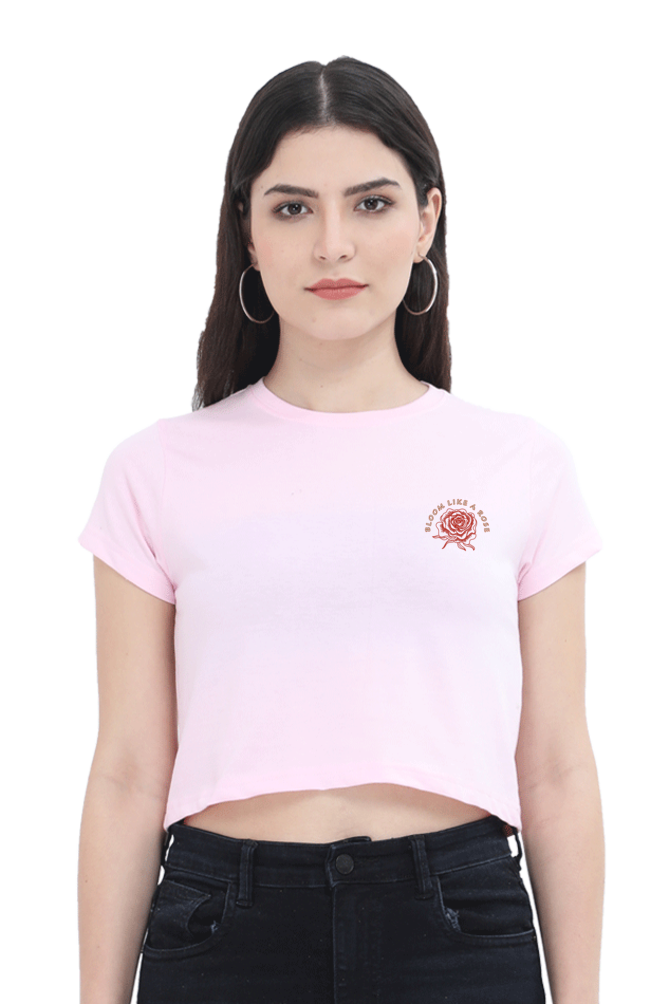 Bloom Like a Rose - Women Crop Top  - Embroidery Printed