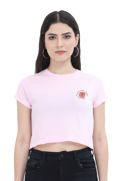 Bloom Like a Rose - Women Crop Top  - Embroidery Printed