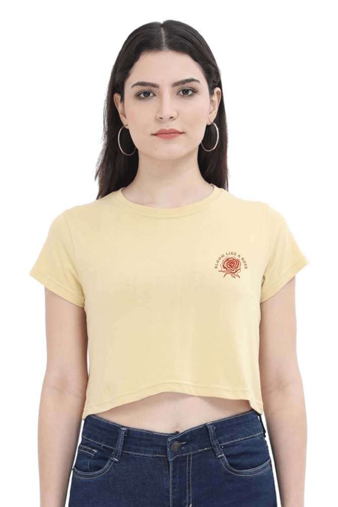 Bloom Like a Rose - Women Crop Top  - Embroidery Printed