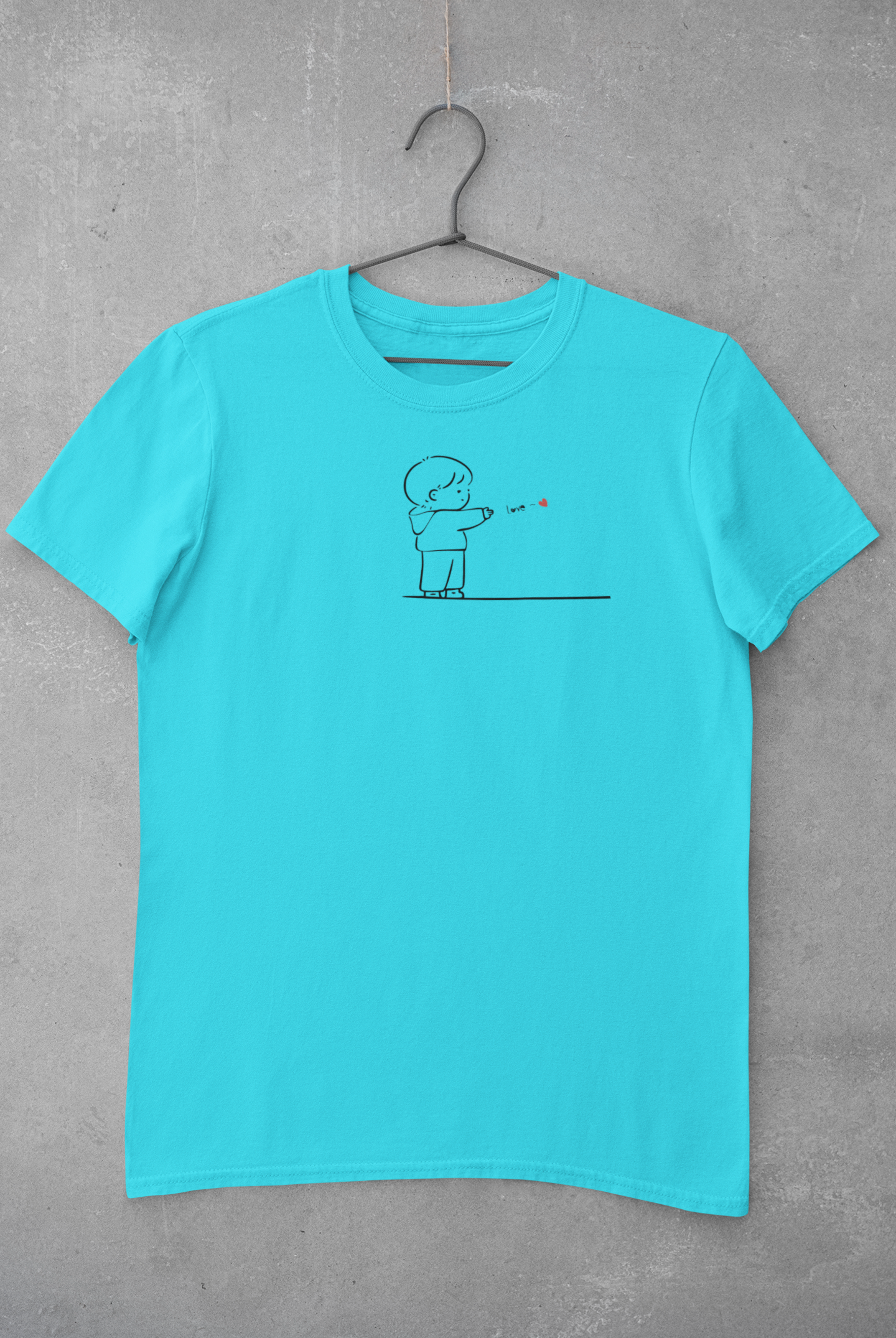 Shooting Love Heart - Couple Valentine's Day T-Shirt Set Sky Blue