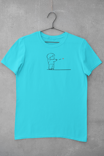 Shooting Love Heart - Couple Valentine's Day T-Shirt Set Sky Blue