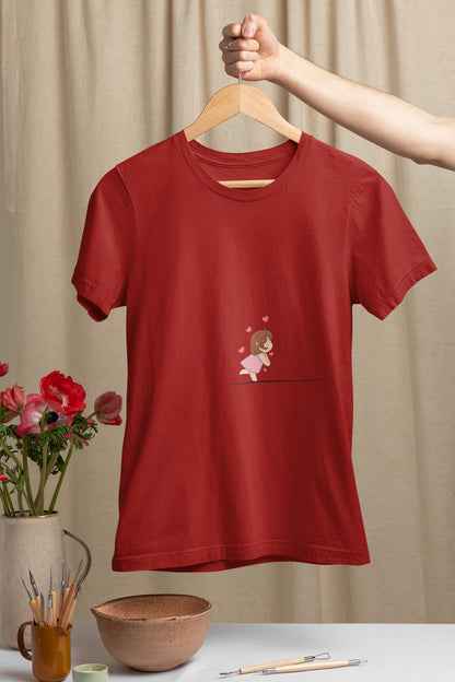 Cute Blushing Couple - Valentines Day Couple T-Shirt Red