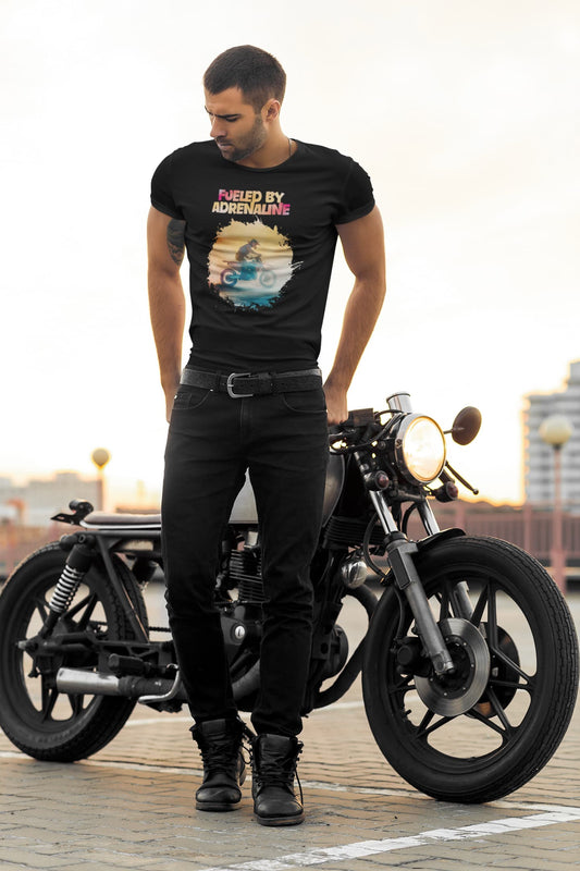 Fueled By Adrenaline - Men's Round Neck Half Sleeve Classic Biker T-Shirt