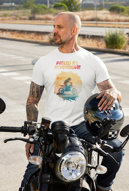 Fueled By Adrenaline - Men's Round Neck Half Sleeve Classic Biker T-Shirt