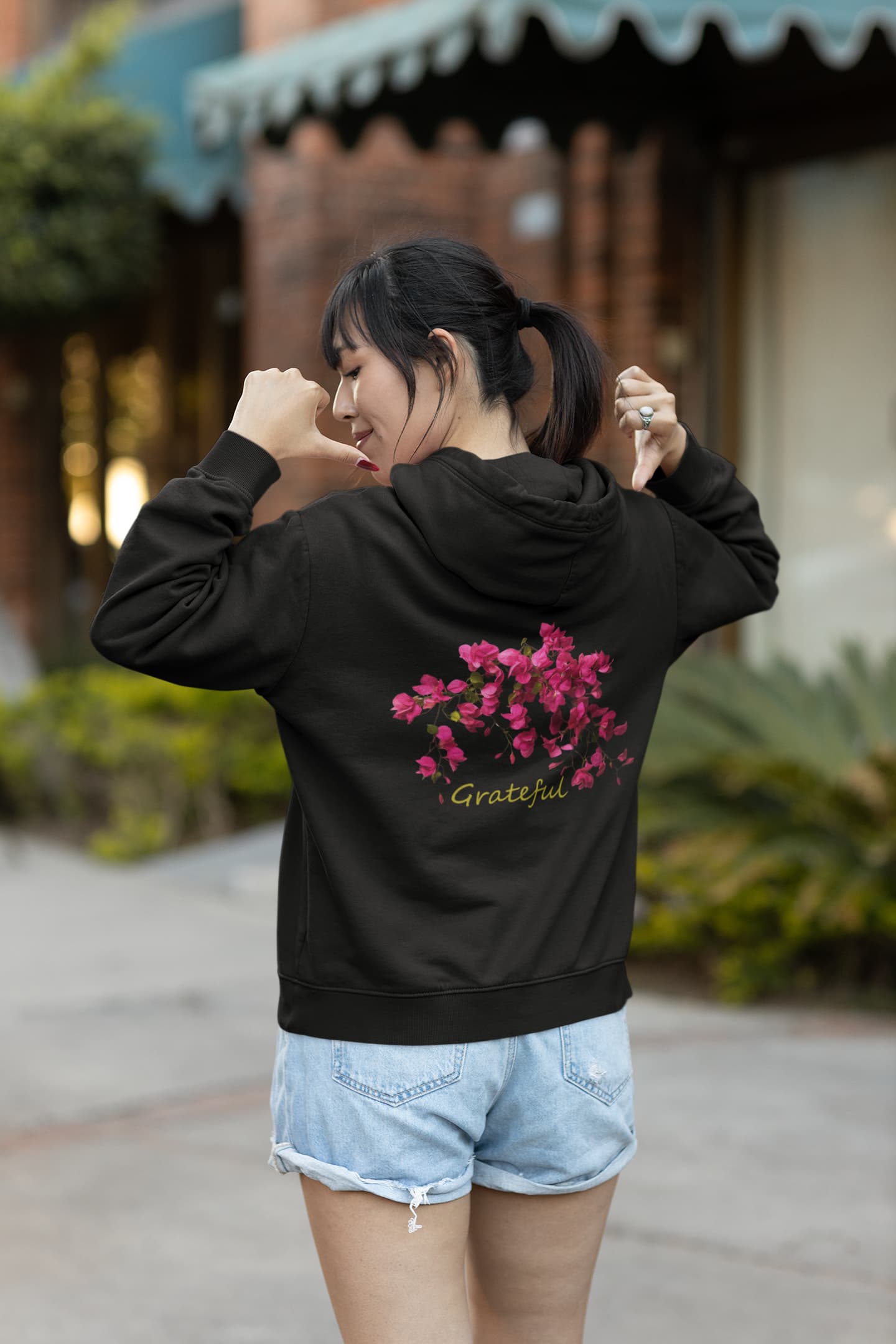 Grateful - Women's Bougainvillea Printed Hooded Sweatshirt