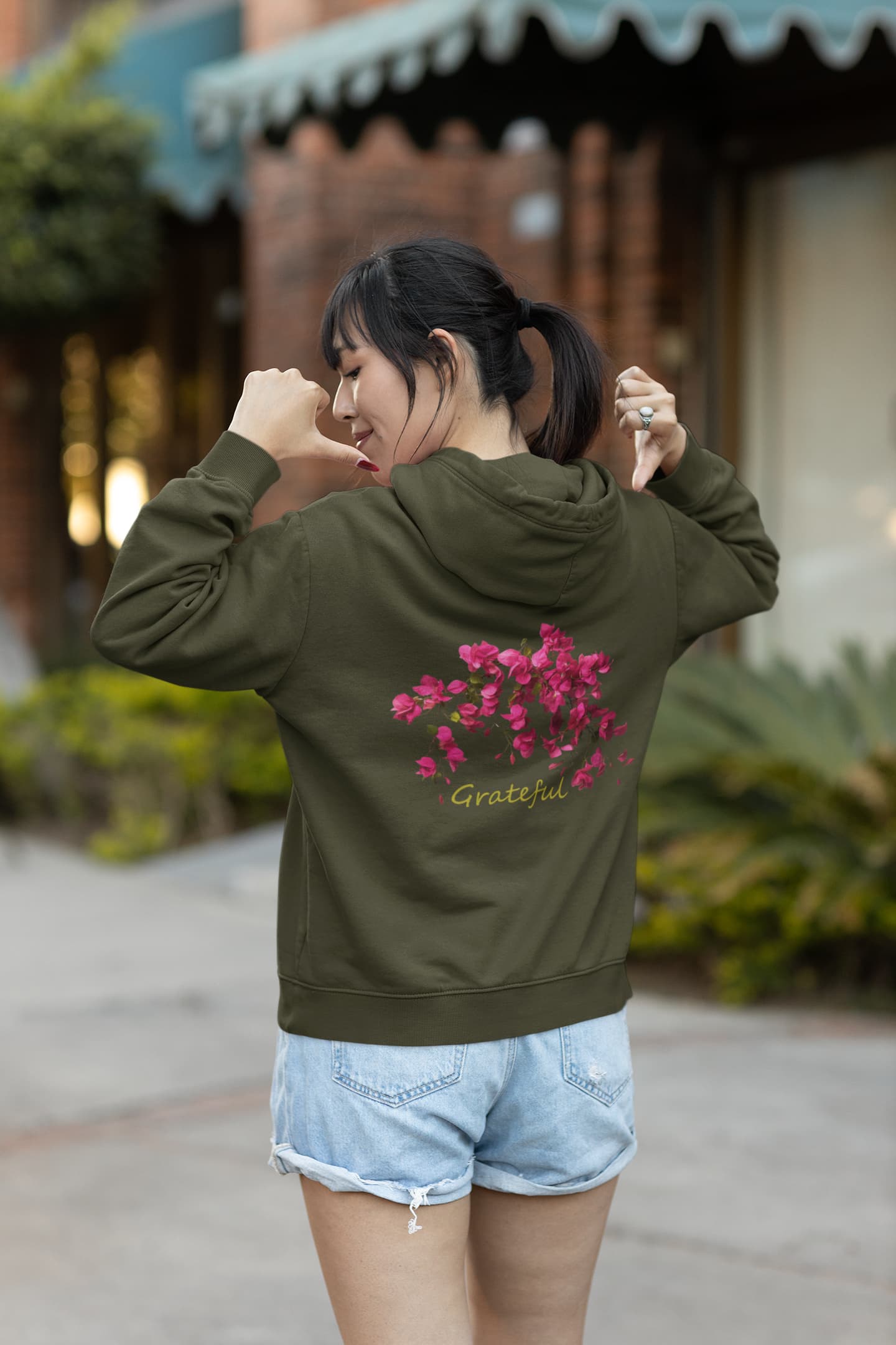 Grateful - Women's Bougainvillea Printed Hooded Sweatshirt