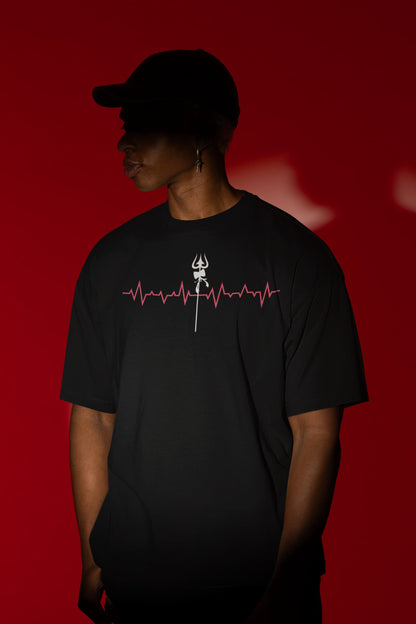 Heartbeat Shiva Trishul - Men's Oversized Classic T-Shirt