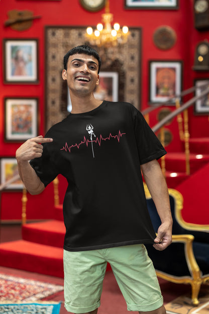 Heartbeat Shiva Trishul - Men's Oversized Classic T-Shirt