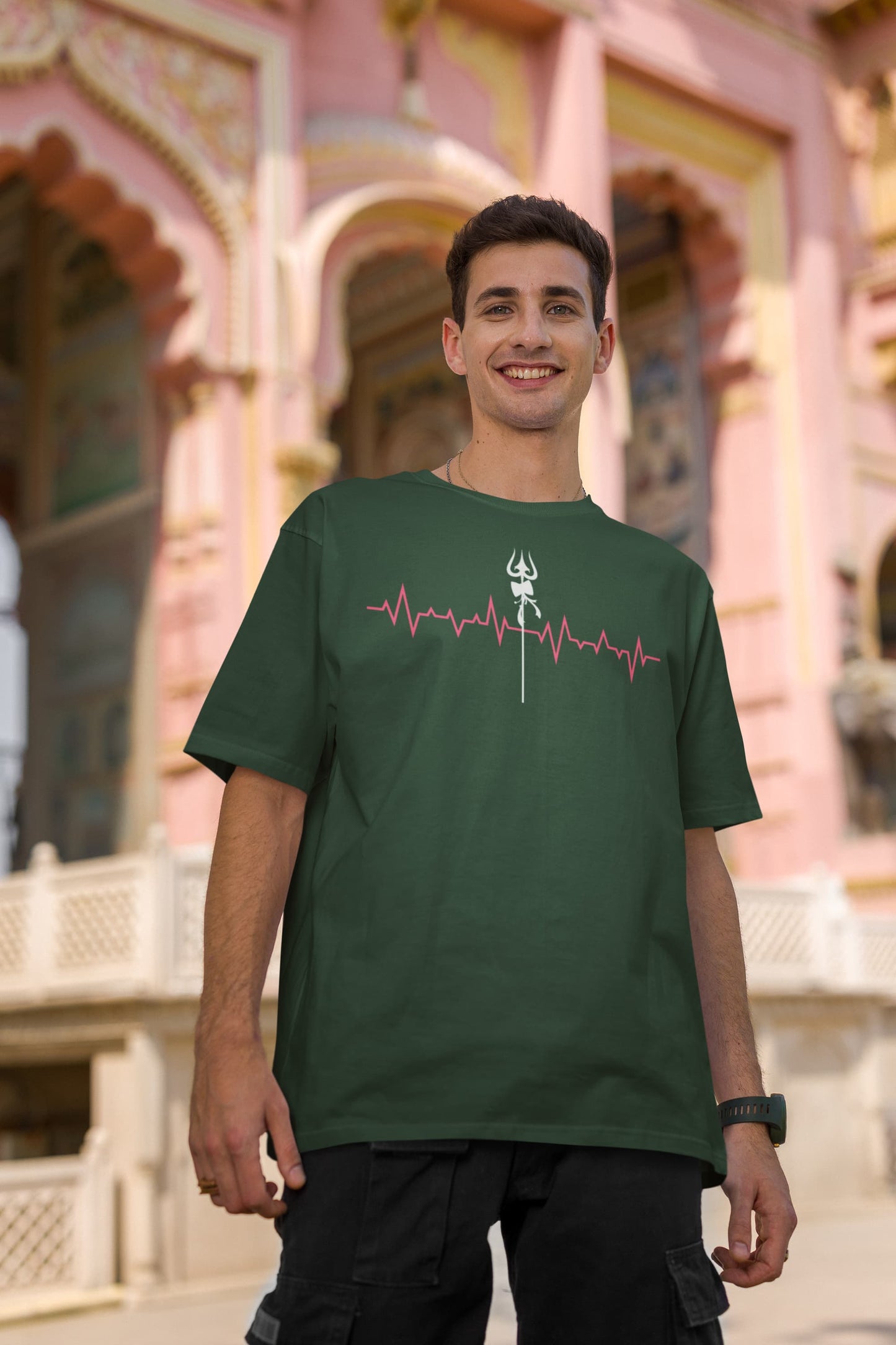 Heartbeat Shiva Trishul - Men's Oversized Classic T-Shirt