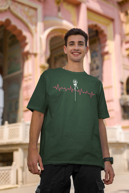 Heartbeat Shiva Trishul - Men's Oversized Classic T-Shirt