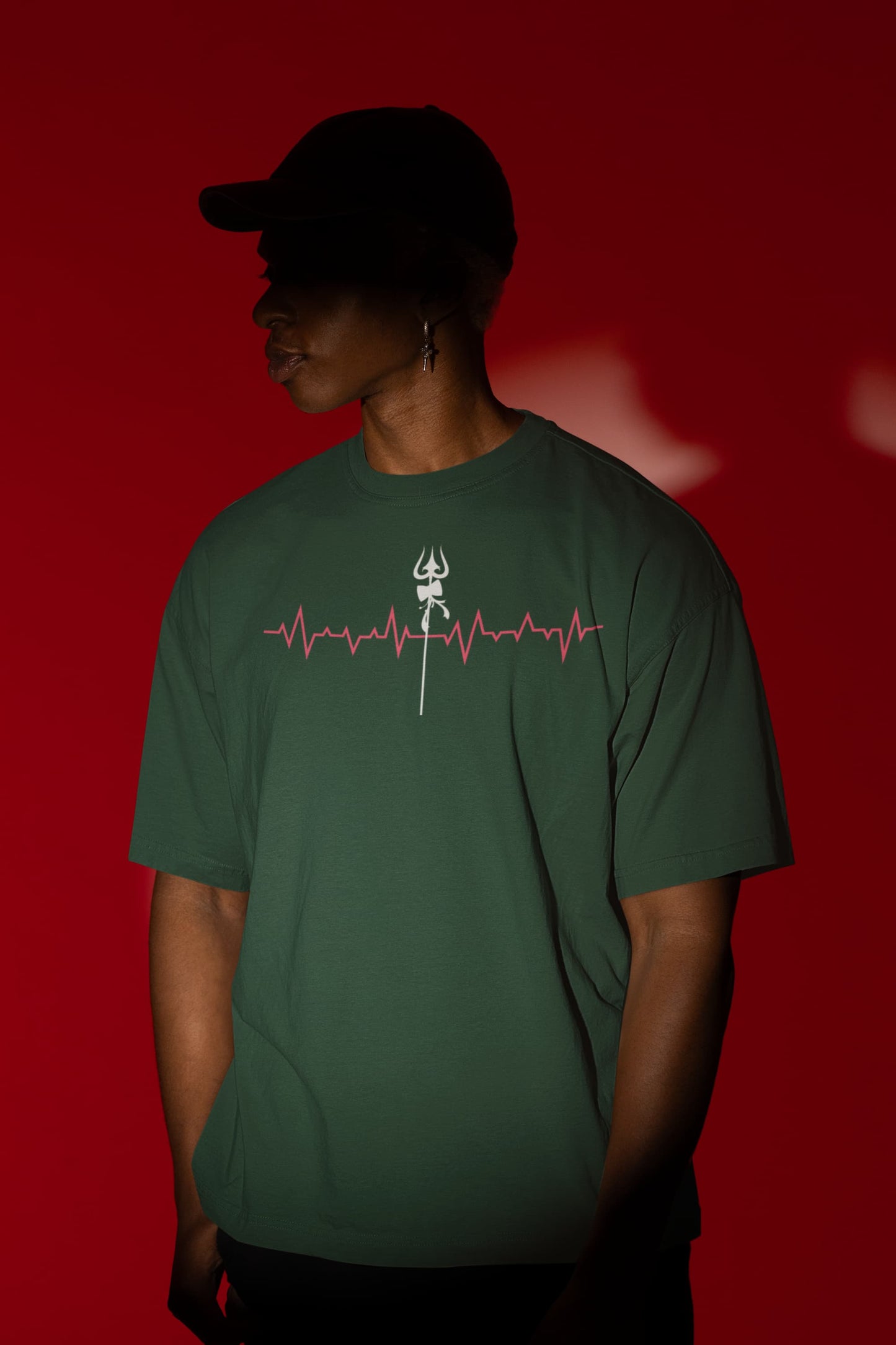 Heartbeat Shiva Trishul - Men's Oversized Classic T-Shirt
