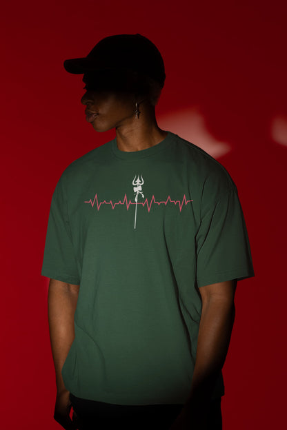 Heartbeat Shiva Trishul - Men's Oversized Classic T-Shirt