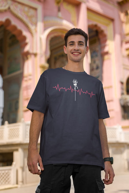 Heartbeat Shiva Trishul - Men's Oversized Classic T-Shirt