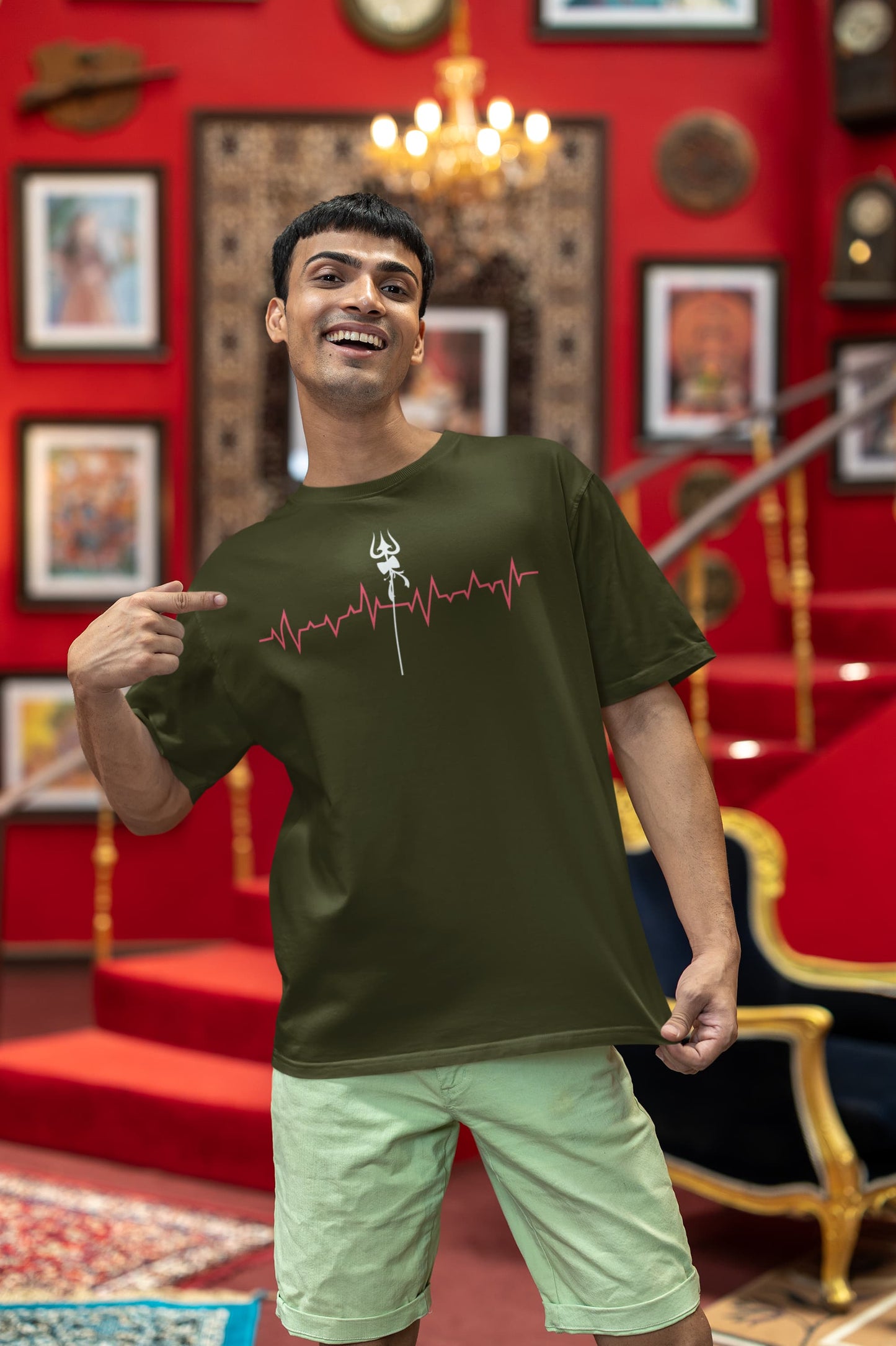 Heartbeat Shiva Trishul - Men's Oversized Classic T-Shirt