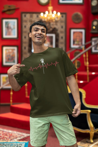Heartbeat Shiva Trishul - Men's Oversized Classic T-Shirt