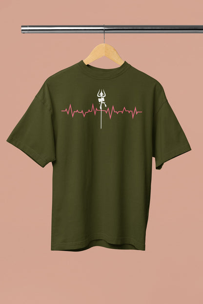 Heartbeat Shiva Trishul - Men's Oversized Classic T-Shirt