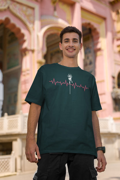 Heartbeat Shiva Trishul - Men's Oversized Classic T-Shirt