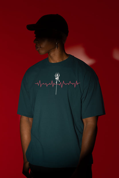 Heartbeat Shiva Trishul - Men's Oversized Classic T-Shirt