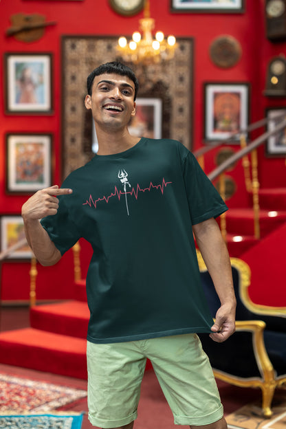 Heartbeat Shiva Trishul - Men's Oversized Classic T-Shirt