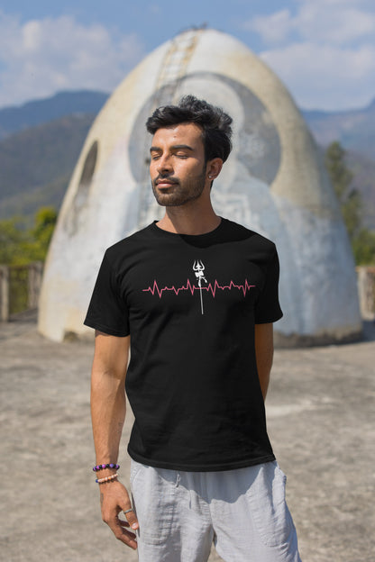 Heartbeat Trishul - Men's Round Neck Half Sleeve Classic T-Shirt