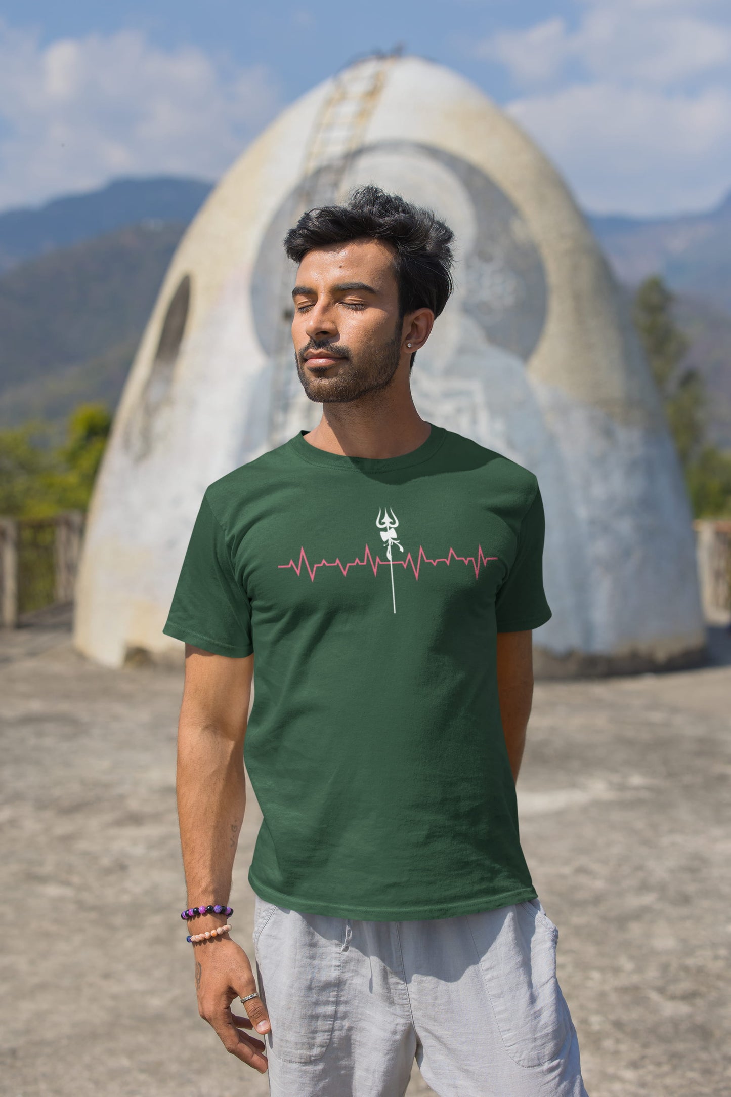 Heartbeat Trishul - Men's Round Neck Half Sleeve Classic T-Shirt