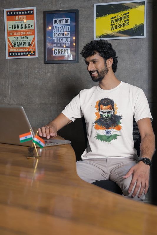 Indian Flag - Men's Round Neck Half Sleeve Standard T-Shirt