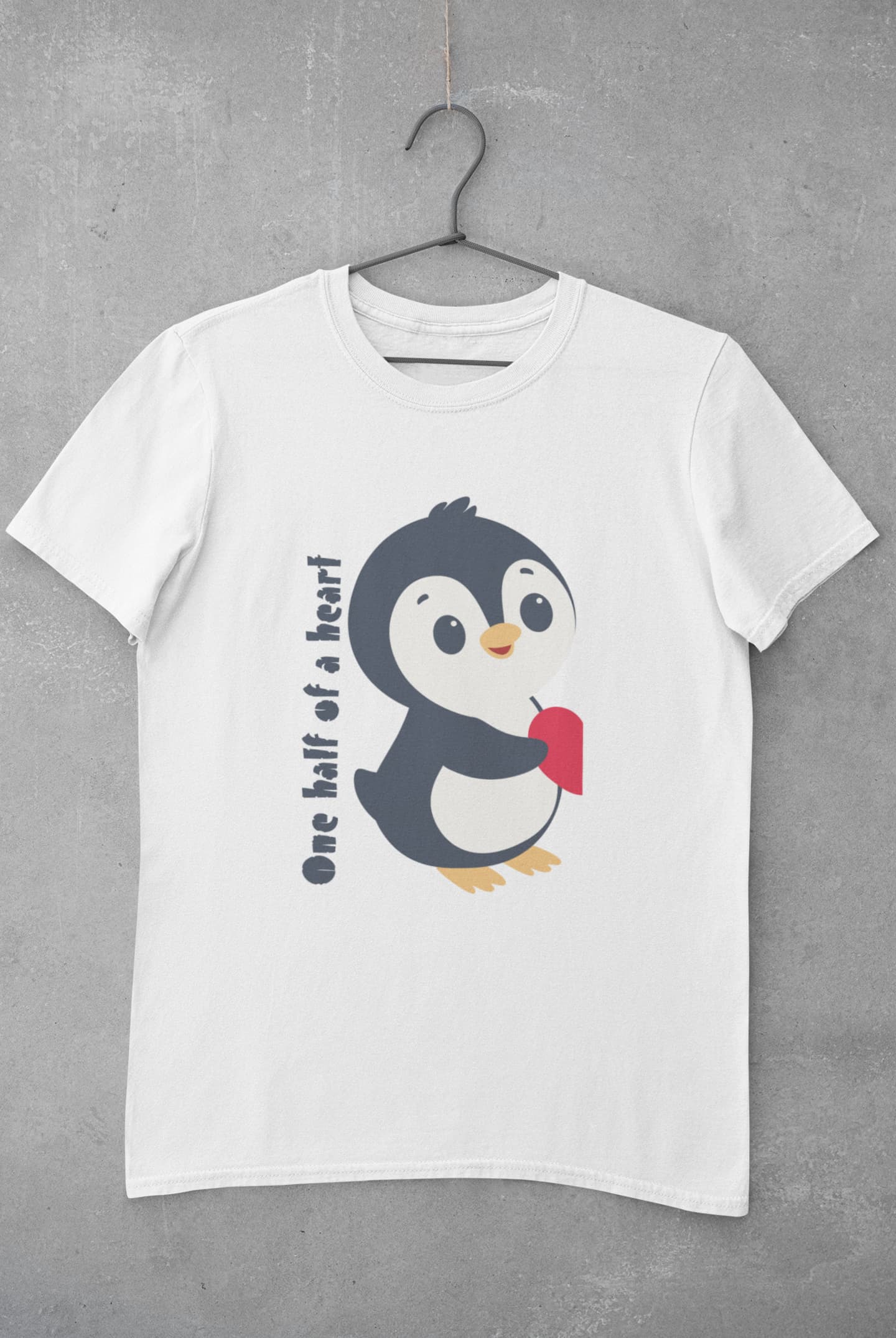Cute Penguins - Couple Valentines Day White T-Shirt Set