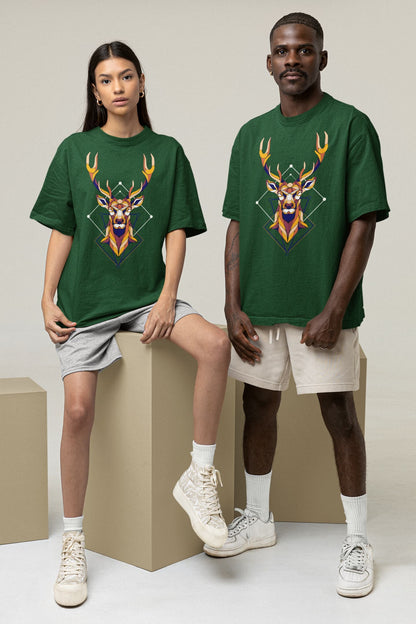 Reindeer Artistic - Unisex Oversized Classic T-Shirt