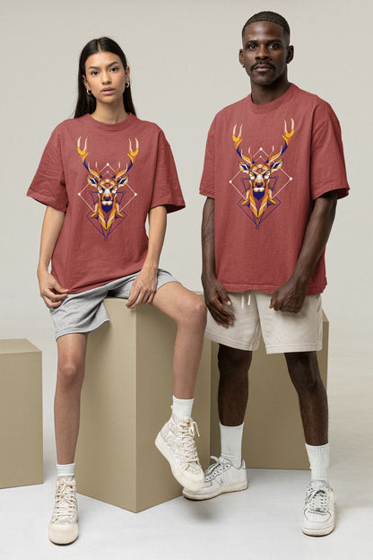 Reindeer Artistic - Unisex Oversized Classic T-Shirt